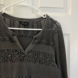 charcoal long sleeve knit top